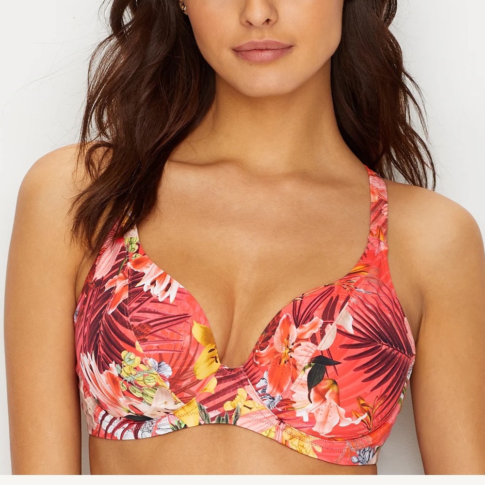 Fantasie Anguilla Underwire Plunge 32E Swim Top with Small Bottom NWOT